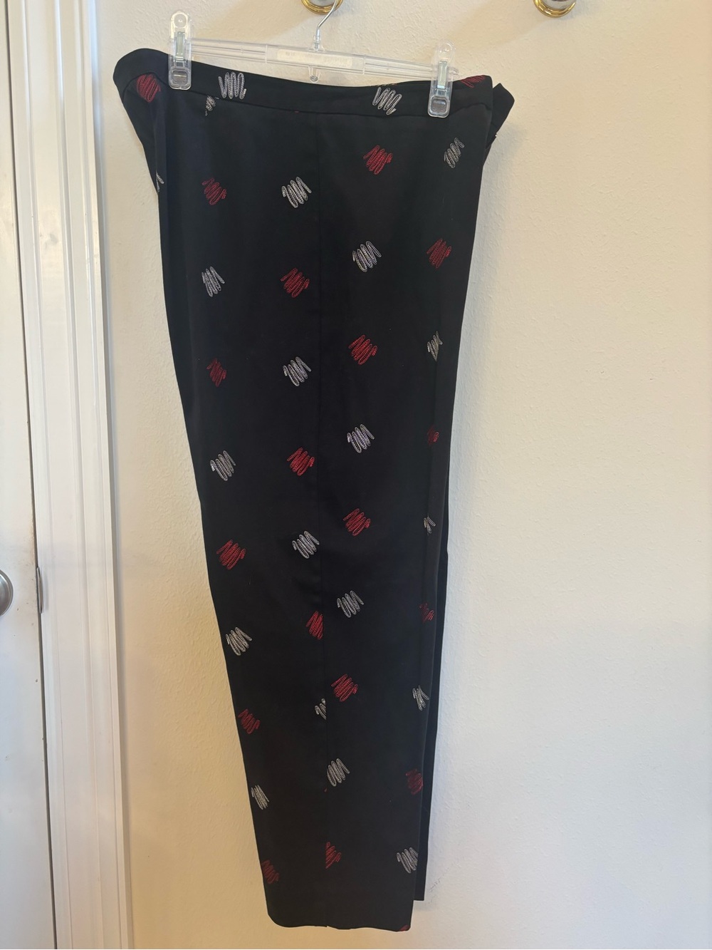 Requirements Black Dress Pants with Red & White Motif